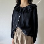 ツーフリルブラウス(ネイビー)の画像