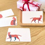 サーバルのメッセージカード〈10枚入〉名刺サイズ ミニカード 動物 サーバルキャット プレゼント ギフト お祝い クリスマス