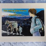 ファブリックパネル/長崎の夜景と対州馬/A4サイズ/ハンドクラフトの画像