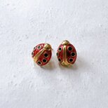 PA170-【 AVON 】エイボン・ヴィンテージピアス 1970〜80s Enamel Lucky Ladybugの画像