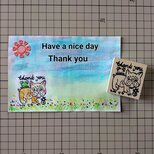 消しゴムはんこ「フレンチブルドッグ・カエ・thank you」の画像