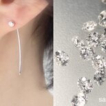 【受注製作】Tiny diamond hook earrings シンプルフックピアス　ダイアモンド　SV925の画像