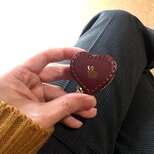 うさぎの心❤︎小さいハートの牛革コインケースorジュエリーケース/ボルドー/ ミニ 財布 コンパクトの画像
