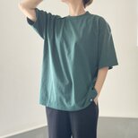 『2024新作』【ユニセックス】ピグメント加工ビッグシルエットTシャツ【グリーン】の画像