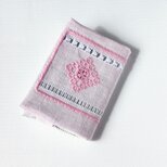 リネンの手刺繍ブックカバー   華(A6/ 文庫本サイズ)の画像