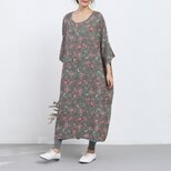 【即納】ゆったり　ロング　コットン　ワンピースの画像