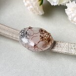 ローズクォーツと桜の帯留め  天然石  金箔風 銀箔風の画像