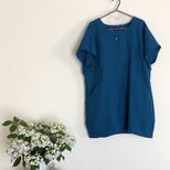 ☆〜コクーンタイプチュニック半袖　オーシャンブルー
