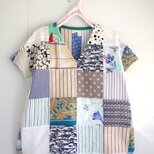 【値下げ　夏を先取りクリアランス】爽やかブラウス　Ⅴネック　パッチワークHAの画像