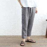 リネン テーパードパンツ ゆったりサイズ （グレー） PT03の画像