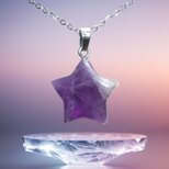 ☆送料無料☆天然石 紫アゲートスターネックレス