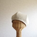 ６枚はぎのベレー帽　ストライプ、ベージュの画像