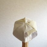 パッチワークのベレー帽　コットンリネン、ベージュの画像