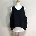 ラフクロスのショートベスト◆黒◆フリーサイズ【ラフクロス（ハーフリネン）】の画像