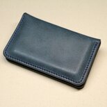 【薄マチ名刺入れ】国産オイル ネイビー EC-002の画像