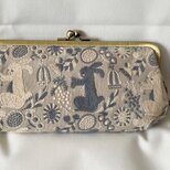 点と線模様　ウサギ　シンプル　親子がま口長財布　の画像