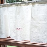 ナチュラルコットン♪リボンの刺繍カフェカーテン