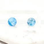 天然石水晶とブルー螺鈿のスクエアピアスイヤリング2206の画像
