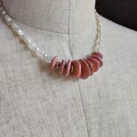 【桜色】陶土と淡水パール＊＊＊ネックレス＊＊＊一点物