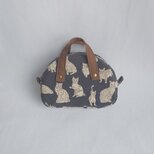 リバティプリントボストンポーチ　ミャオウ