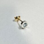 【 選べる誕生石 8角形一粒ピアス 片耳 】 高純度シルバー1000＋K18金具 誕生日 八角形 風水 運気の画像