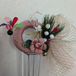 ｲﾝﾃﾘｱお正月リース（ピンク色カメリア）U3