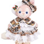 リーナベル 服 着せ替え コスチューム ケープ付キャメルチェックドレス クリスマス 本体無 Sサイズ用 送料無料の画像