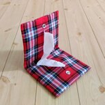 持ち運びに便利な携帯ティッシュケース　タータンチェック　ボックスティッシュから詰替え　ペーパータオルケース　赤　　924の画像