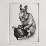 【銅版画】ピアノを弾くうさぎさん