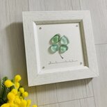 シーグラスアート 海の宝石 ガラス細工 四葉のクローバー インテリア雑貨 置物 観葉植物  北欧ガラス細工 贈り物 プレゼントの画像
