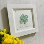 シーグラスアート 海の宝石 ガラス細工 四葉のクローバー インテリア雑貨 置物 観葉植物  北欧ガラス細工 贈り物 プレゼントの画像
