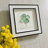 シーグラスアート 海の宝石 ガラス細工 四葉のクローバー インテリア雑貨 置物 観葉植物  北欧ガラス細工 贈り物 プレゼントの画像