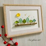 シーグラスアート インテリア雑貨 癒しの森 星に願いを 観葉植物 置物 北欧ガラス細工 贈り物 プレゼント