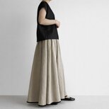丈が選べる ギャザーフレア ロングスカート｜リネン100%_Natural