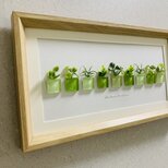 ガラス タイル アートフレーム インテリア雑貨 置物 観葉植物  北欧ガラス細工 贈り物 プレゼントの画像