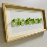 ガラス タイル アートフレーム インテリア雑貨 置物 観葉植物  北欧ガラス細工 贈り物 プレゼントの画像