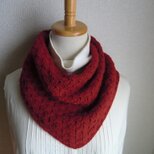 カシミヤ　ラムウール　小さめ三角ストール（赤）