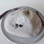 【受注製作】アナベル　刺繍　まんまる　ポーチ