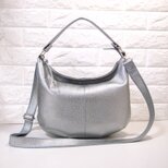 ★ハンドメイド★日本製★ソフト・本革★コロンとした２ＷＡＹショルダーバッグ★シルバー色★超軽量★の画像
