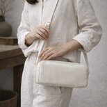 本革 ショルダーバッグ ツールバッグ アイボリー 横長 牛革 軽量 ユニセックス シンプル