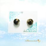 天然石スタッドピアス＊コッパーカルサイトオブシディアンⅣ＊6mm