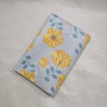 ブックカバー（文庫）／全力全開！（ブルーグレー+黄花）