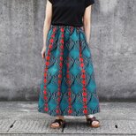 アフリカ布のロングスカート（ピーコックブルー）サイドポケット付き！ アフリカンプリント アフリカンファブリックの画像