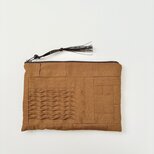 小さな布たちのフラットポーチ　ブロンズ