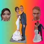 受注制作 ウエディングギフト 写真入り 結婚祝い 人形 フィギュア❤ケーキトッパー ❤肖像画 似顔絵❤恋人 両親❤周年記念日の画像