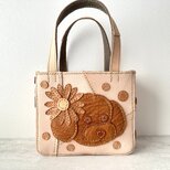 本革★パッチワーク★手縫い　カバン　お散歩バッグ　ハンドメイド　レザー　プードルの画像