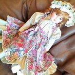 ドール背丈７０～７５ｃｍ用　ドレス/エプロン/ボネ　セット　の画像
