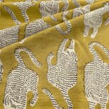インド ブロックプリント生地 [50cm単位切売] Bagru タイガー04 イエロー地 SA 虎 とら IF0232