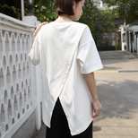 バックスリットデザイン 大人のTシャツ ストレッチ素材　ホワイト 0706WHの画像