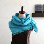コットン100％チクチクしない手織り薄手ストール【ターコイズブルー】
